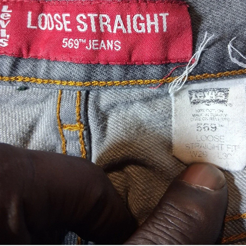 Levis 569 Y2K Loose Straight Fit Jeans Mens 29x30 Grey Faded Denim 100% Cotton